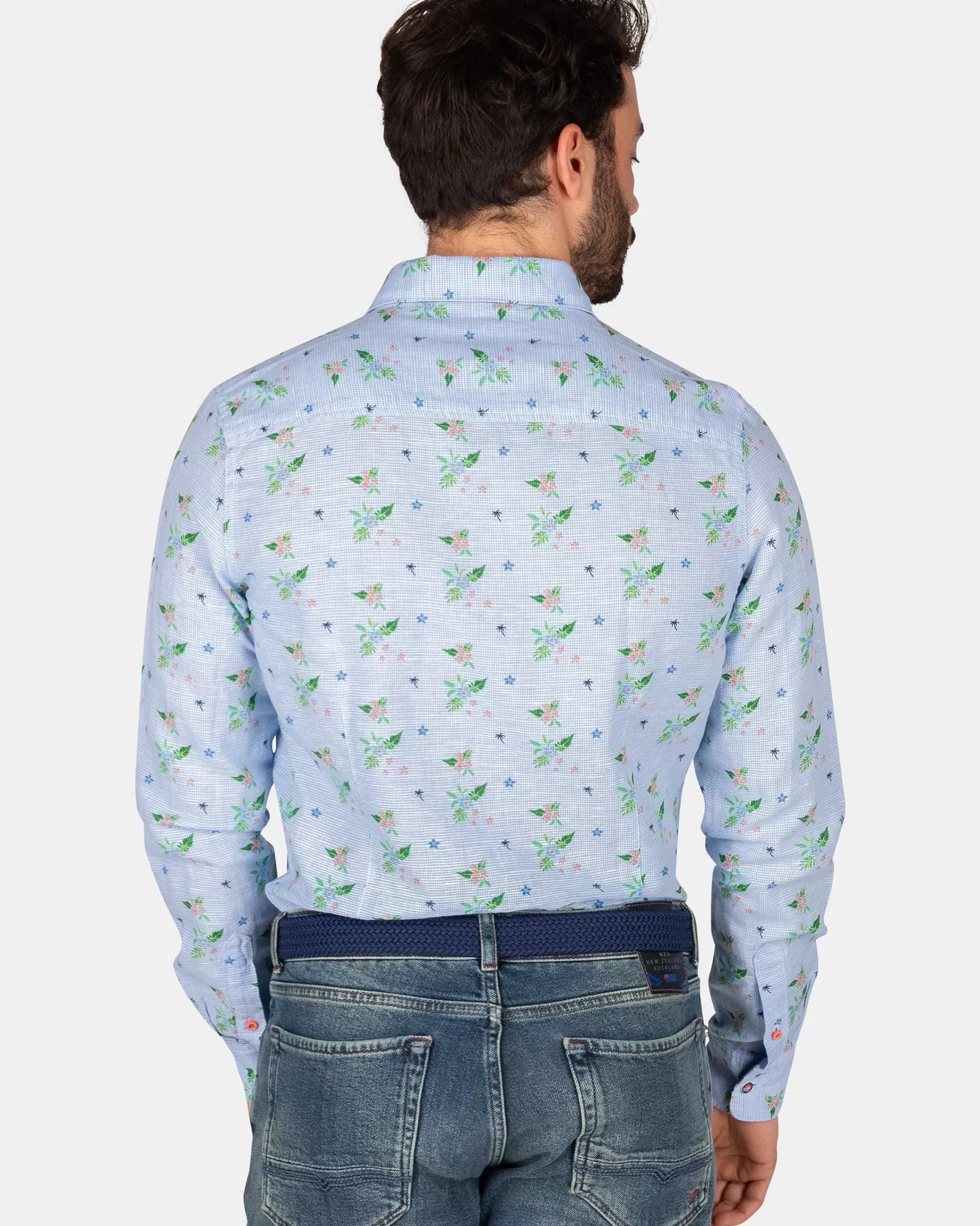 NZA New Zealand Auckland Overhemden|Blauw Bloemenoverhemd-Dusk Navy