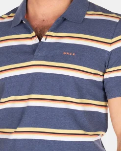 NZA New Zealand Auckland Polo-Shirts|Blauw Geel Gestreepte Polo-Dusk Navy