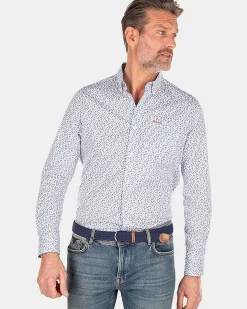 NZA New Zealand Auckland Overhemden|Blauw Geprint Katoenen Overhemd-Rhythm Blue
