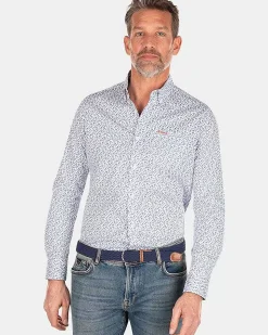 NZA New Zealand Auckland Overhemden|Blauw Geprint Katoenen Overhemd-Rhythm Blue