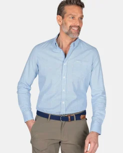 NZA New Zealand Auckland Overhemden|Blauw Overhemd Met Lange Mouw-Bed Blue