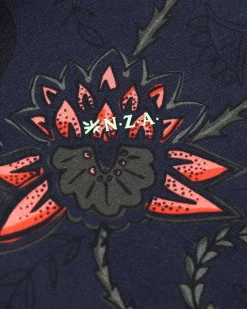 NZA New Zealand Auckland Polo-Shirts|Donkerblauwe Polo Met Bloemenprint-Traditional Navy