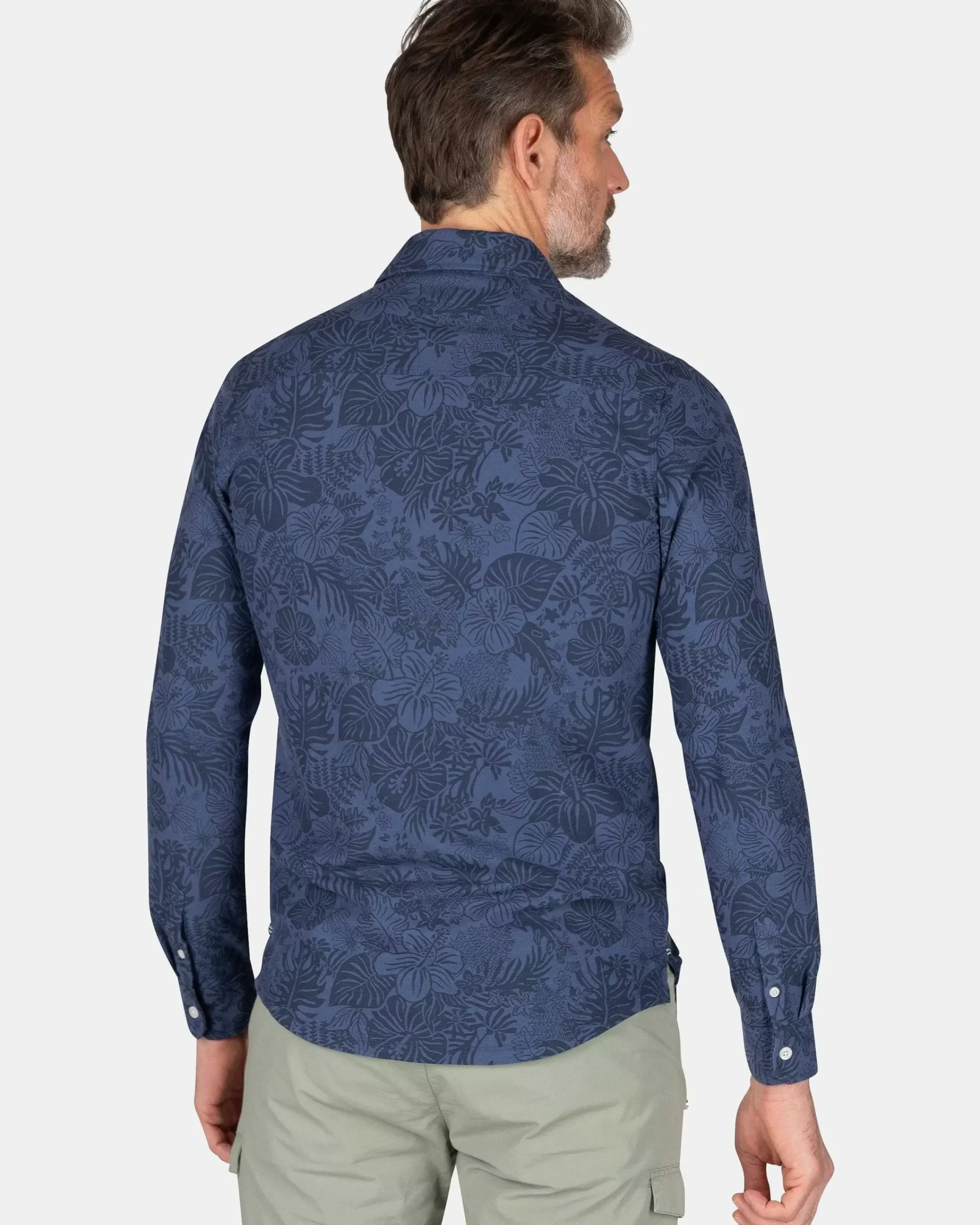 NZA New Zealand Auckland Overhemden|Donkerblauw Overhemd Met Bloemen-Dusk Navy