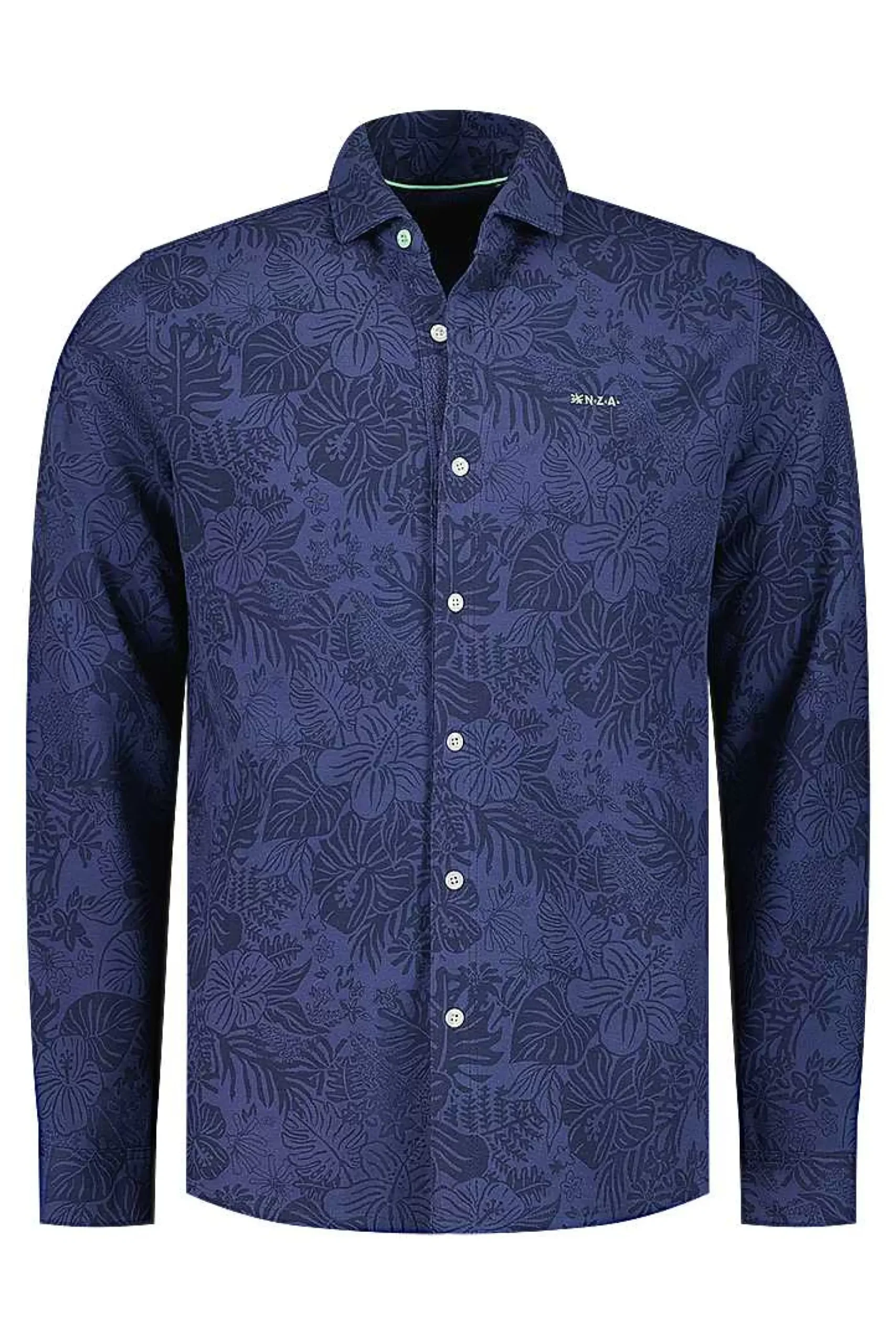 NZA New Zealand Auckland Overhemden|Donkerblauw Overhemd Met Bloemen-Dusk Navy