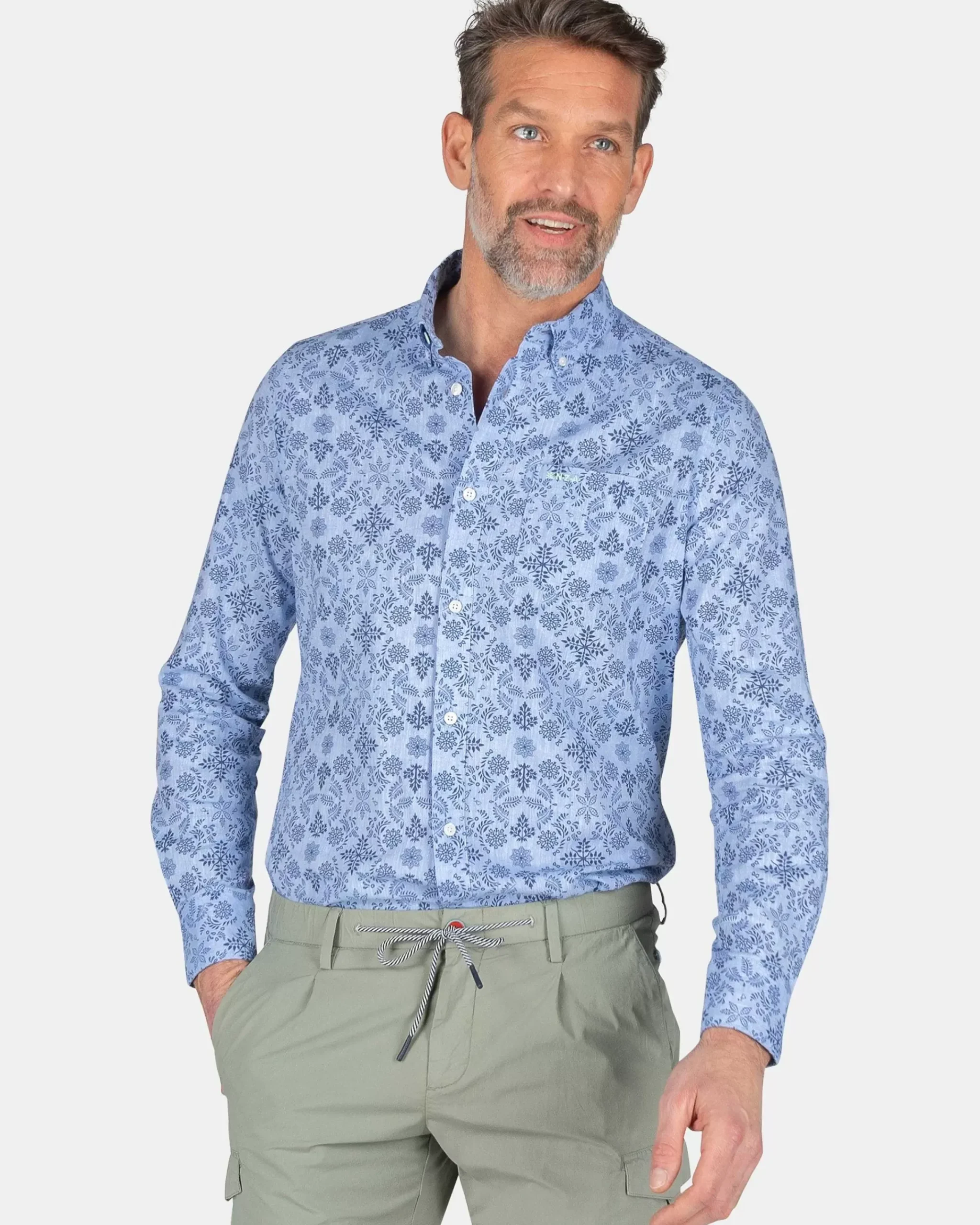 NZA New Zealand Auckland Overhemden|Donkerblauw Overhemd Met Print-Dusk Navy