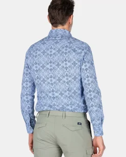 NZA New Zealand Auckland Overhemden|Donkerblauw Overhemd Met Print-Dusk Navy