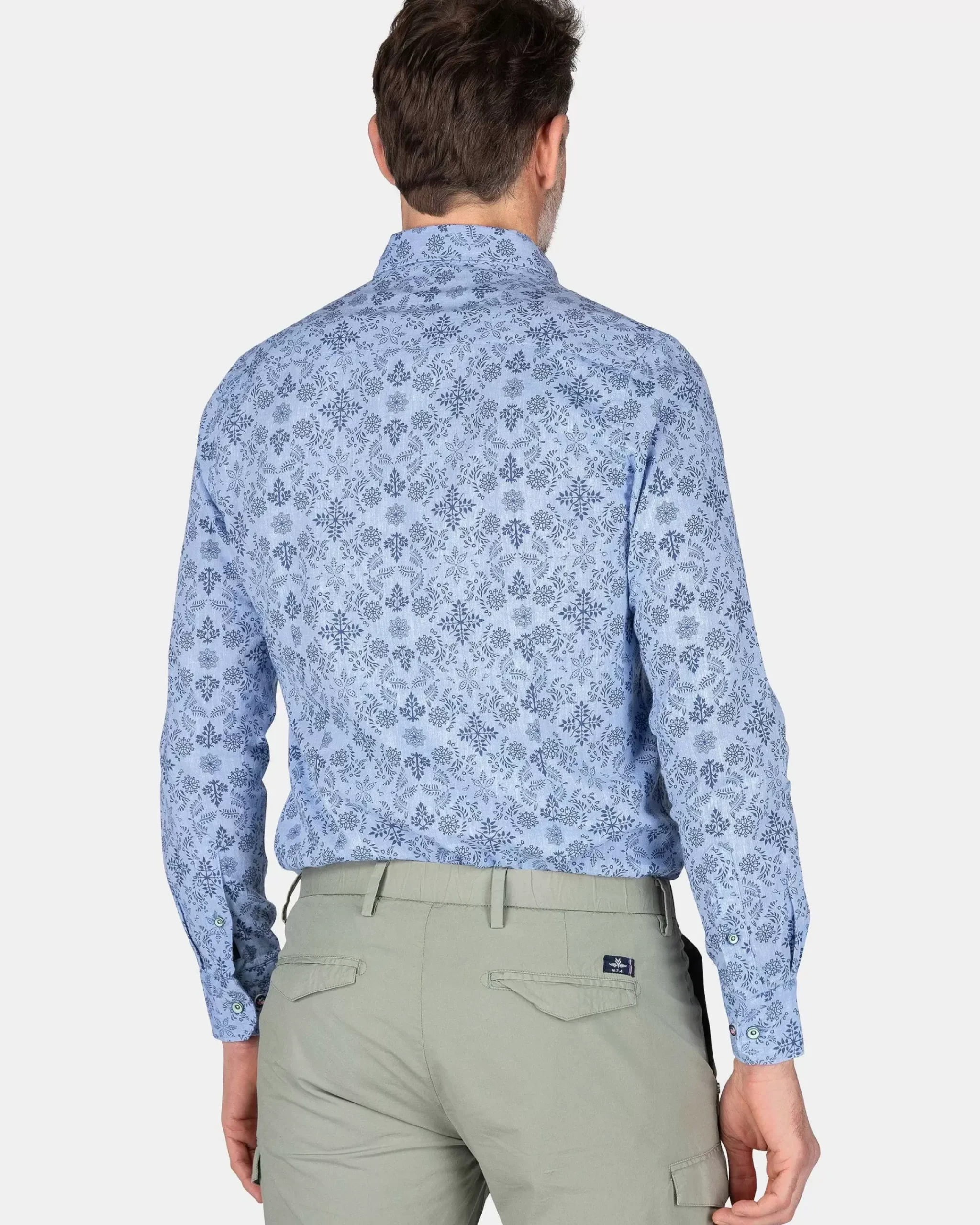 NZA New Zealand Auckland Overhemden|Donkerblauw Overhemd Met Print-Dusk Navy