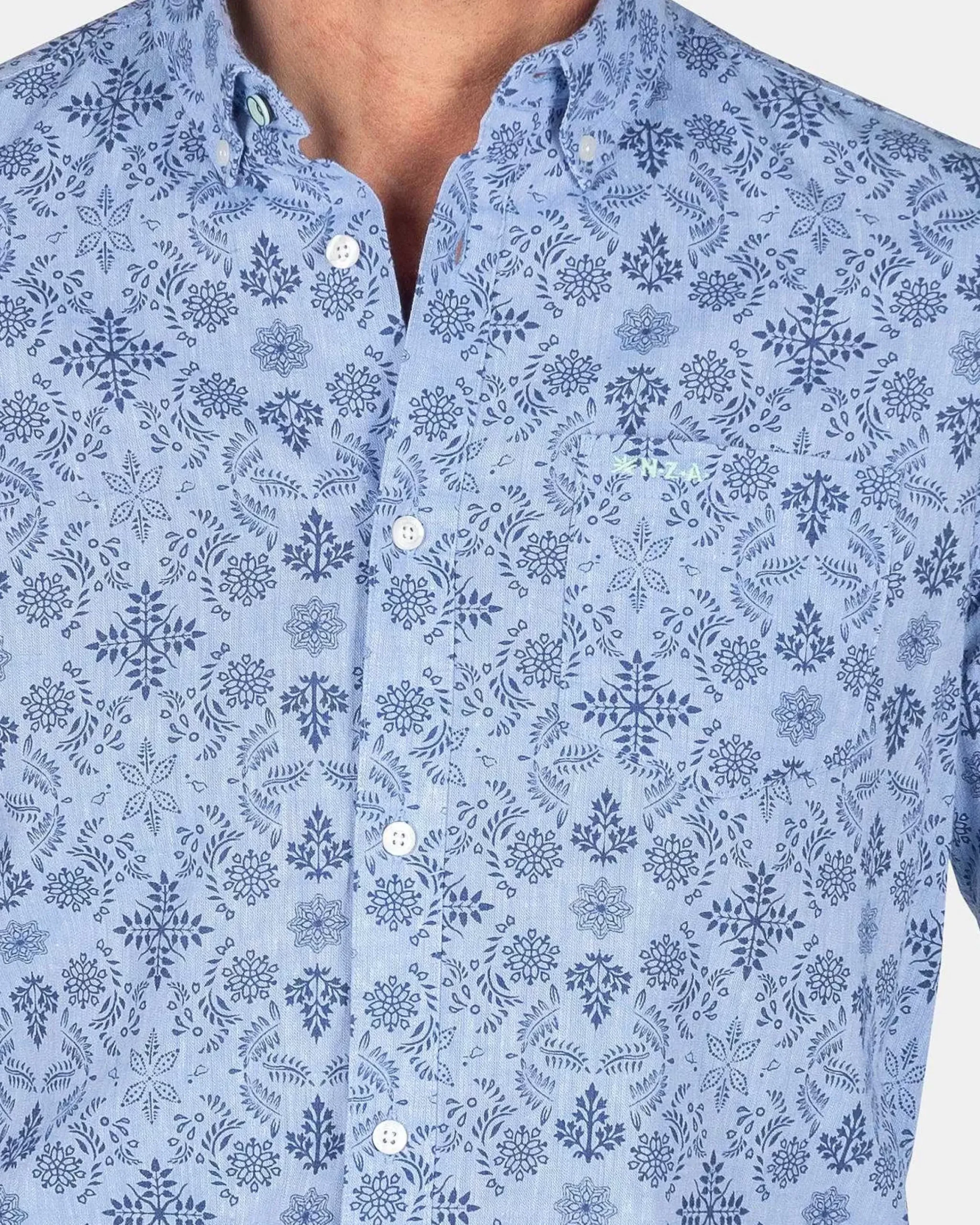 NZA New Zealand Auckland Overhemden|Donkerblauw Overhemd Met Print-Dusk Navy