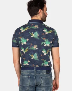 NZA New Zealand Auckland Polo-Shirts|Donkerblauw Polo Met Bloemen-Traditional Navy