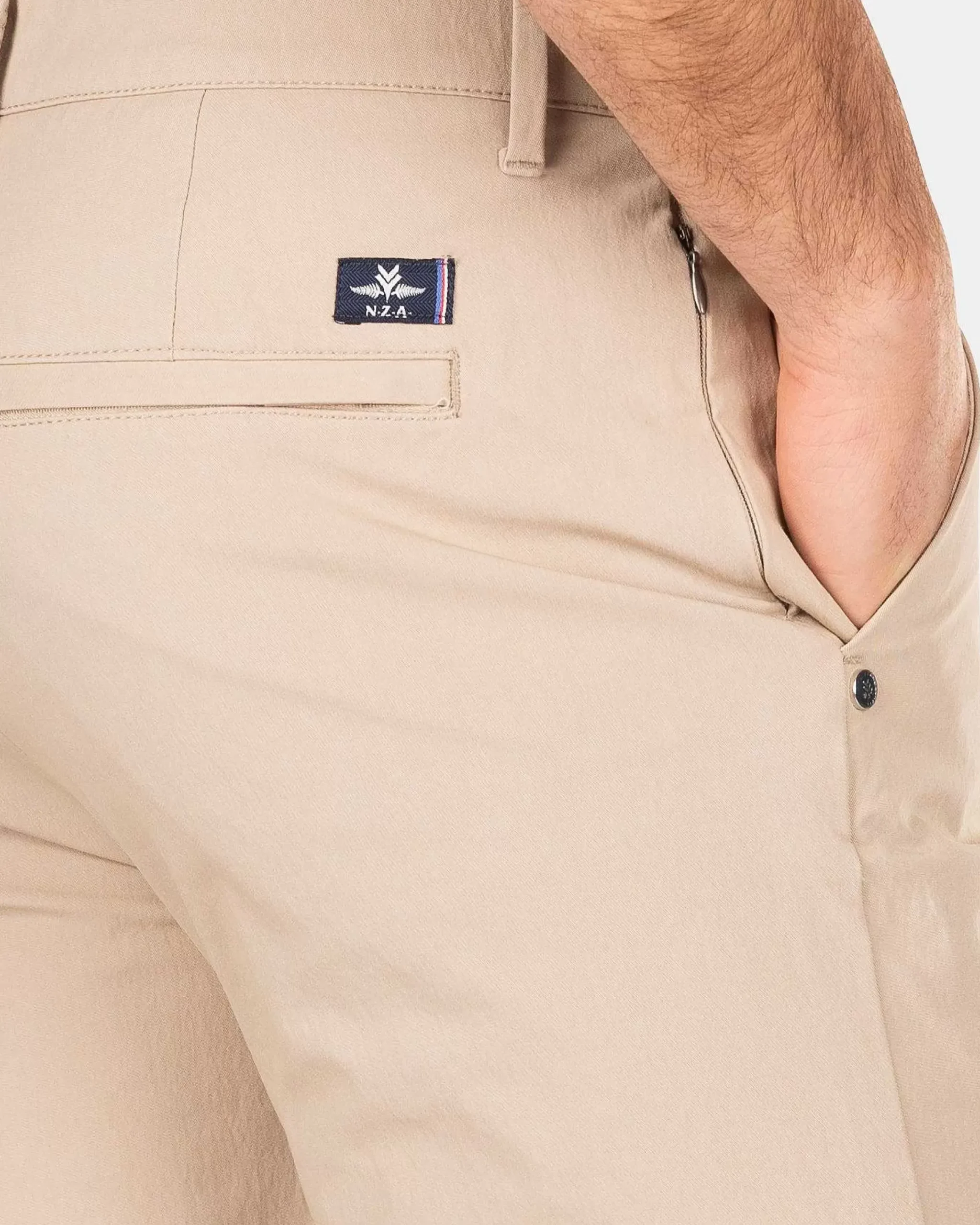 NZA New Zealand Auckland Broeken|Effen Chino Met Stretch-Shimmering Sand