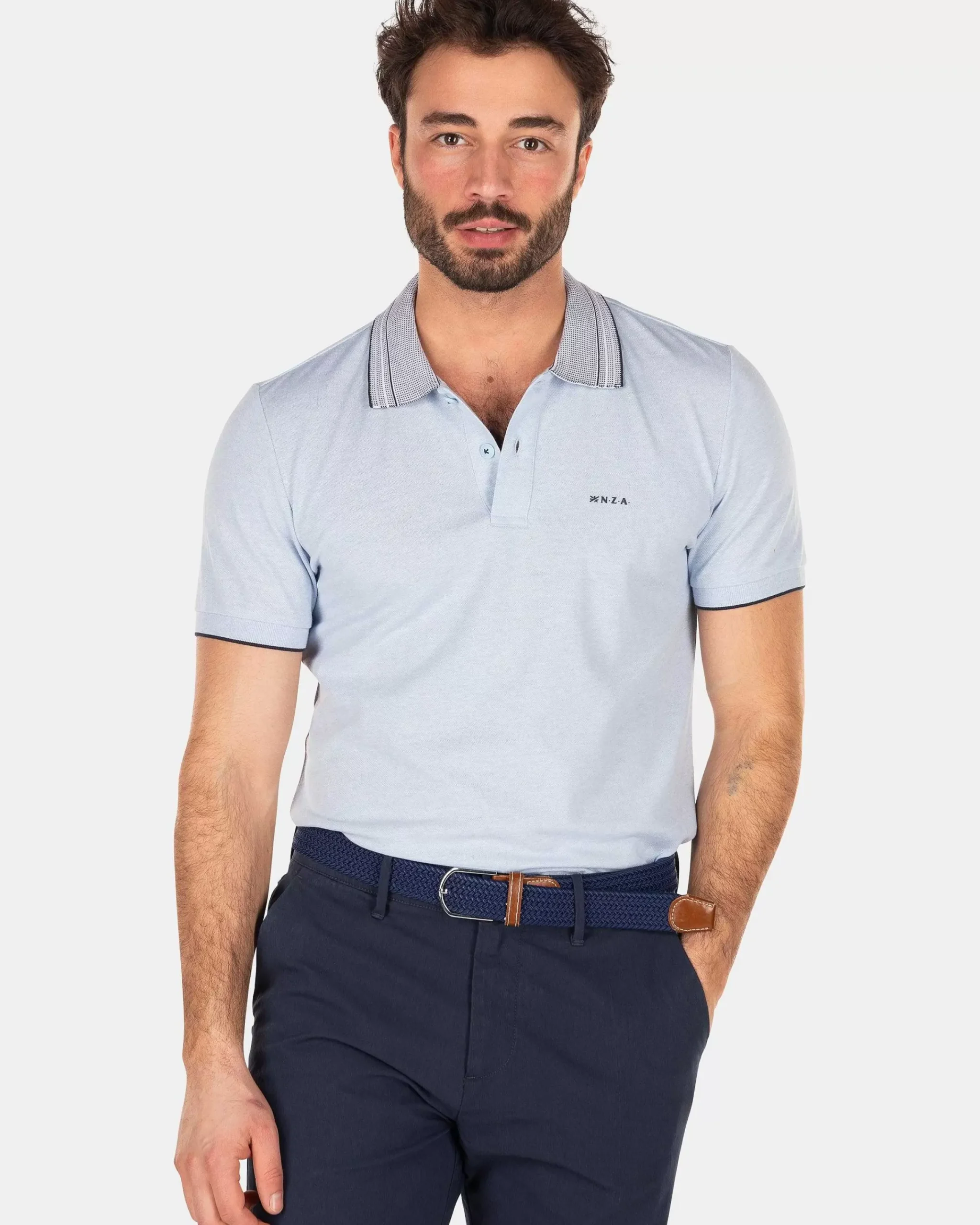 NZA New Zealand Auckland Polo-Shirts|Effenkleurige Polo Met Korte Mouw-Rhythm Blue