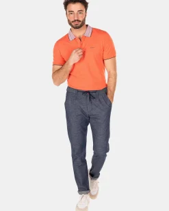 NZA New Zealand Auckland Polo-Shirts|Effenkleurige Polo Met Korte Mouw-Golden Orange