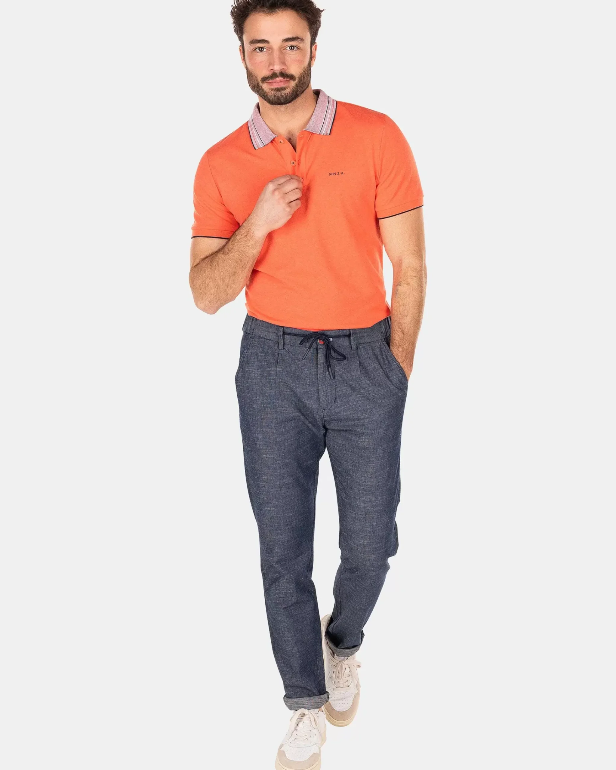NZA New Zealand Auckland Polo-Shirts|Effenkleurige Polo Met Korte Mouw-Golden Orange
