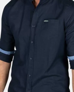 NZA New Zealand Auckland Overhemden|Effen Linnen Overhemd In Veel Kleuren-Traditional Navy
