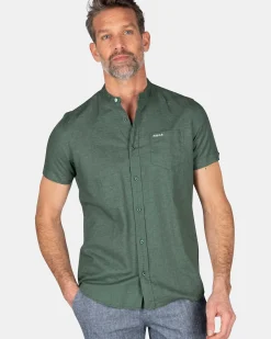 NZA New Zealand Auckland Overhemden|Effen Overhemd Korte Mouw-Chalk Green