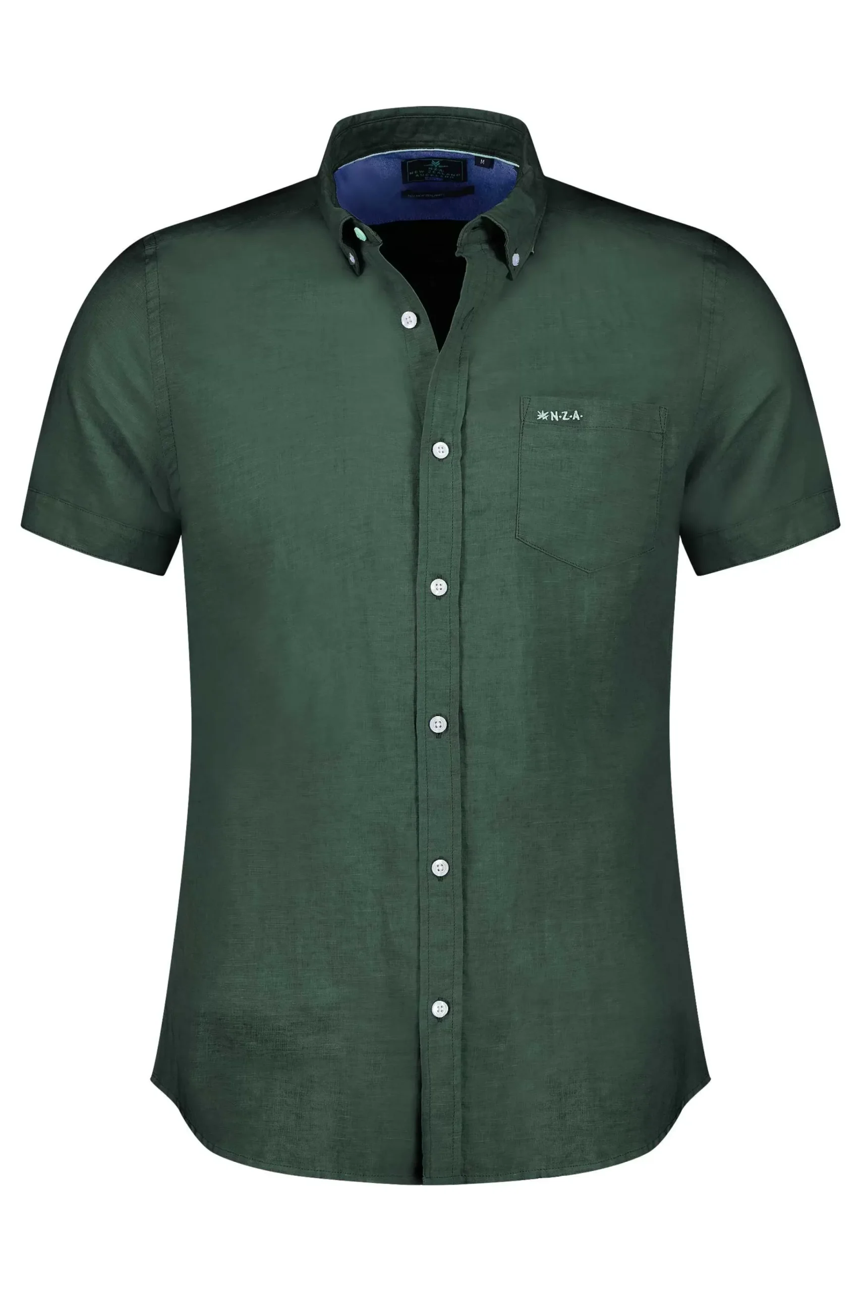 NZA New Zealand Auckland Overhemden|Effen Overhemd Korte Mouw-Chalk Green
