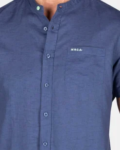 NZA New Zealand Auckland Overhemden|Effen Overhemd Korte Mouw-Dusk Navy