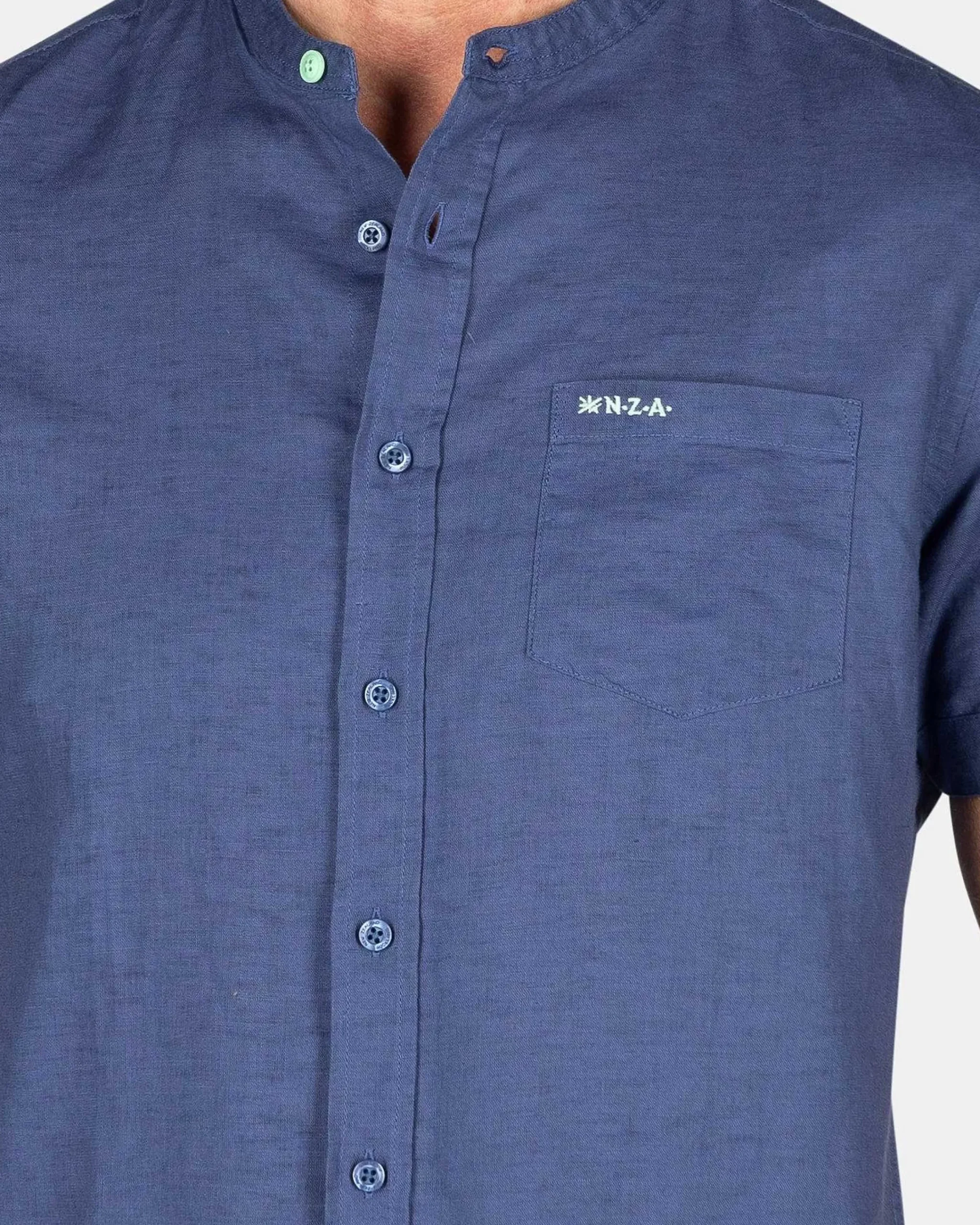 NZA New Zealand Auckland Overhemden|Effen Overhemd Korte Mouw-Dusk Navy