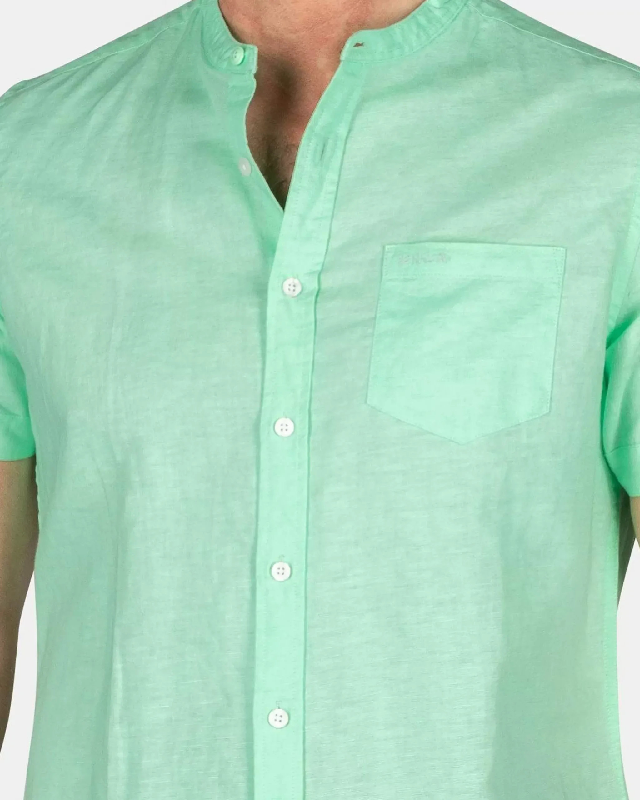 NZA New Zealand Auckland Overhemden|Effen Overhemd Korte Mouw-Teal Green
