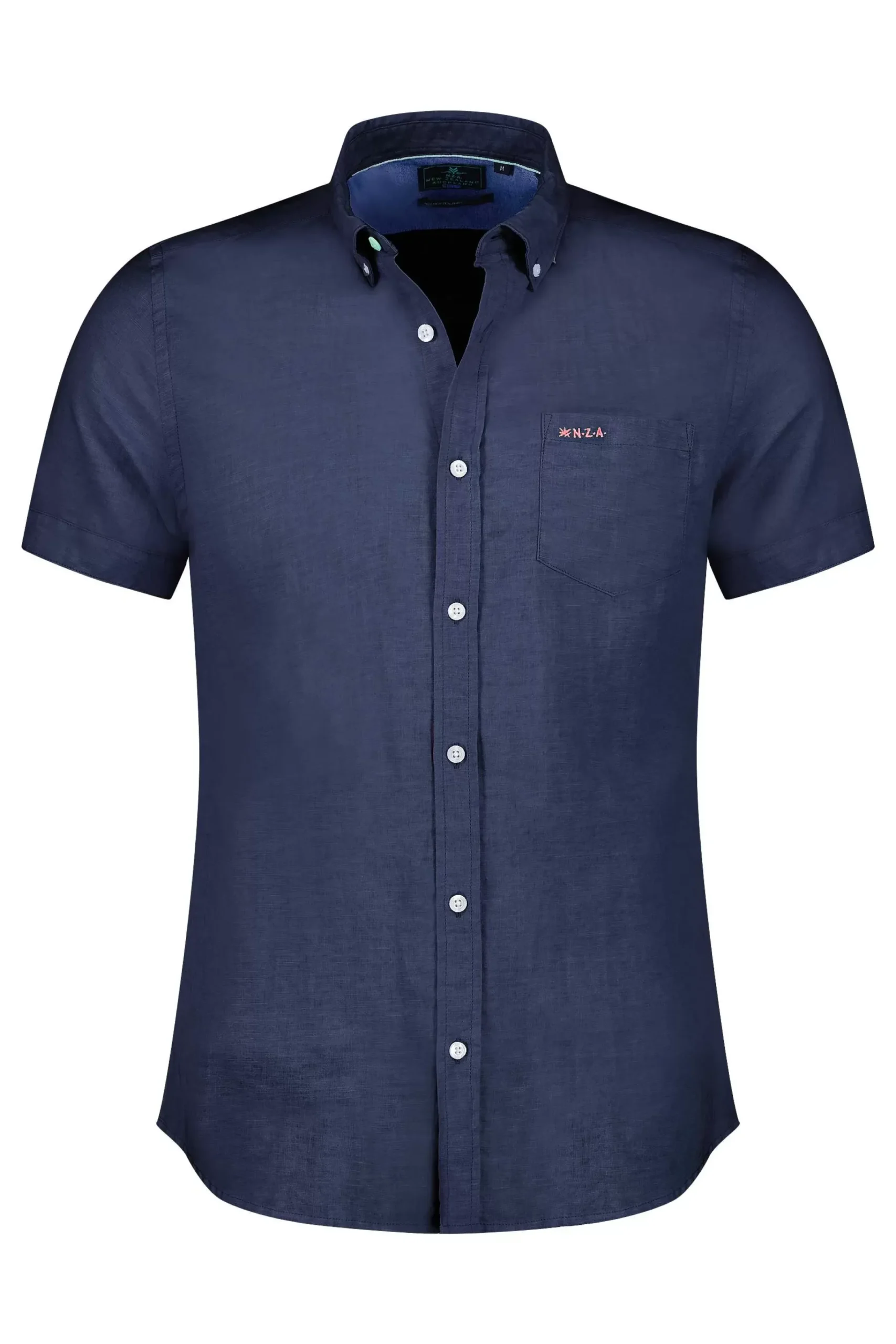 NZA New Zealand Auckland Overhemden|Effen Overhemd Korte Mouw-Traditional Navy