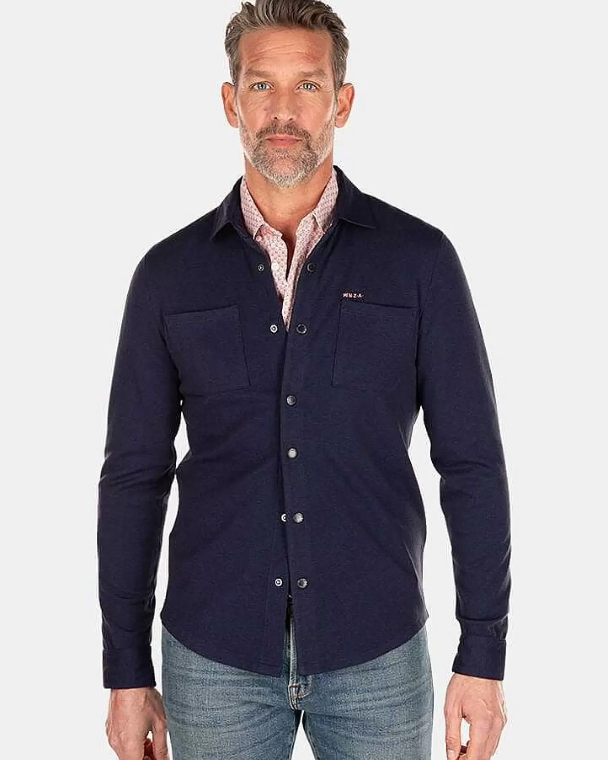 NZA New Zealand Auckland Overhemden|Effen Overhemd Met Lange Mouwen-Traditional Navy