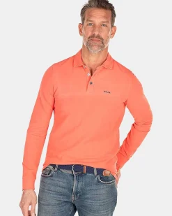 NZA New Zealand Auckland Polo-Shirts|Effen Polo Met Lange Mouw-Red Cider