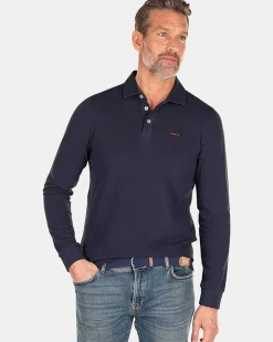 NZA New Zealand Auckland Polo-Shirts|Effen Polo Met Lange Mouw-Traditional Navy