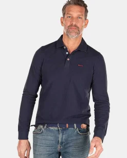 NZA New Zealand Auckland Polo-Shirts|Effen Polo Met Lange Mouw-Traditional Navy
