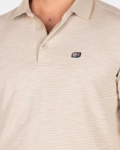 NZA New Zealand Auckland Polo-Shirts|Effen Poloshirt Met Lange Mouw-Shimmering Sand