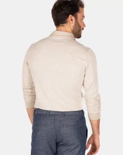 NZA New Zealand Auckland Polo-Shirts|Effen Poloshirt Met Lange Mouw-Shimmering Sand
