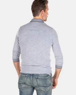 NZA New Zealand Auckland Polo-Shirts|Effen Poloshirt Met Lange Mouw-Dusk Navy