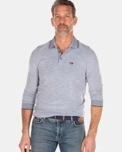 NZA New Zealand Auckland Polo-Shirts|Effen Poloshirt Met Lange Mouw-Dusk Navy