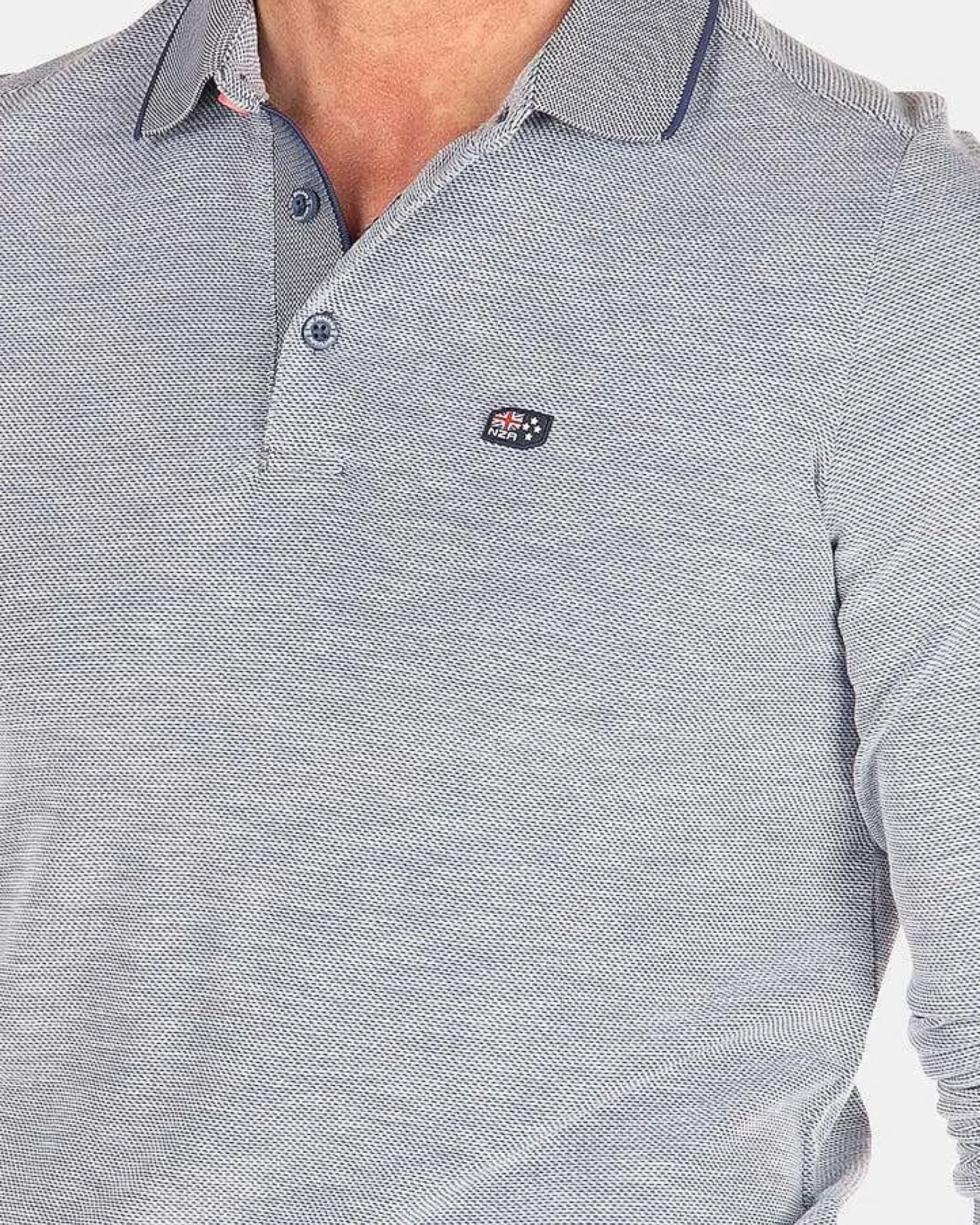 NZA New Zealand Auckland Polo-Shirts|Effen Poloshirt Met Lange Mouw-Dusk Navy