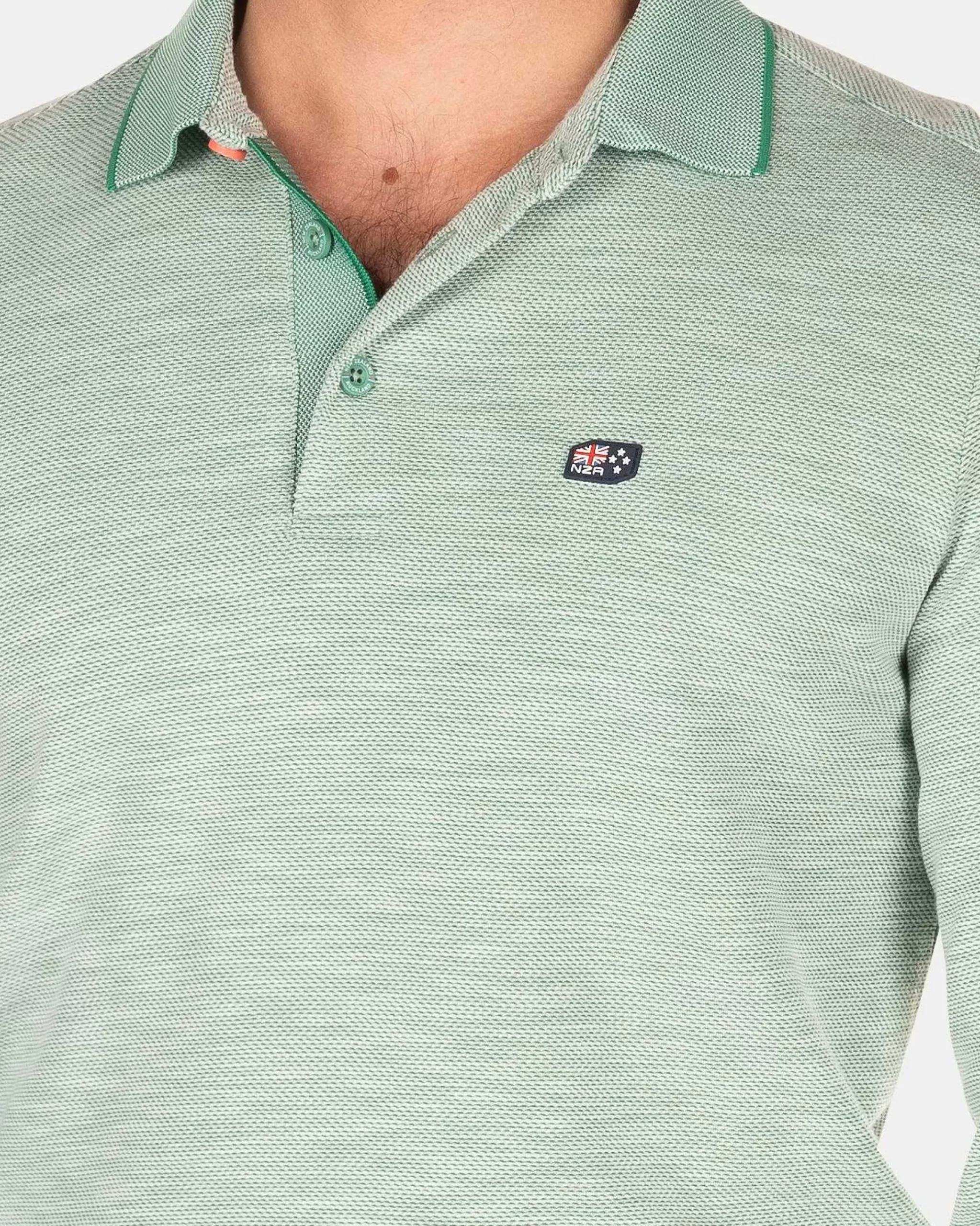 NZA New Zealand Auckland Polo-Shirts|Effen Poloshirt Met Lange Mouw-Amazon Green