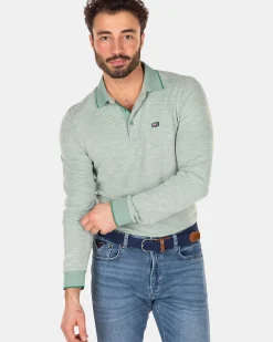 NZA New Zealand Auckland Polo-Shirts|Effen Poloshirt Met Lange Mouw-Amazon Green