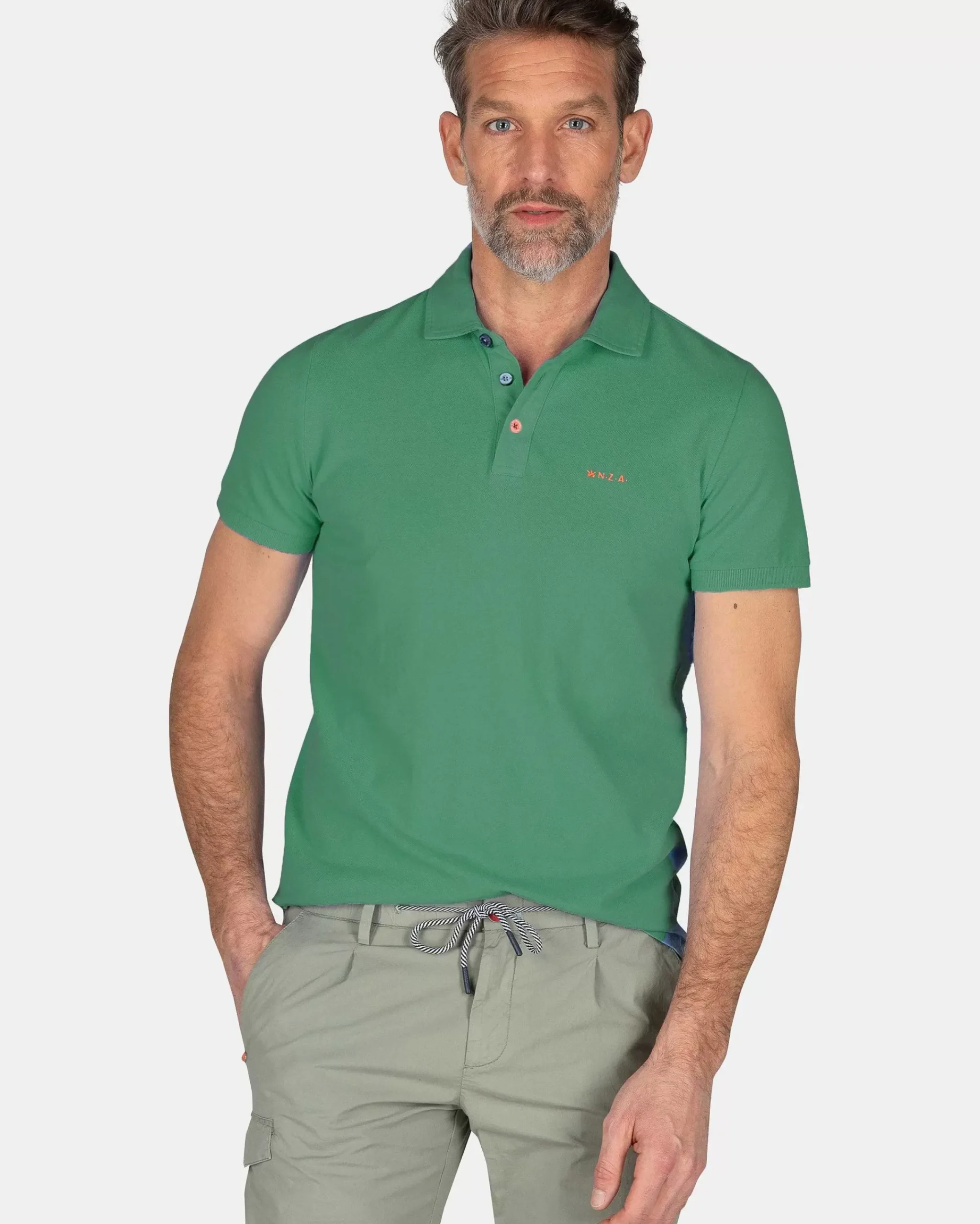 NZA New Zealand Auckland Polo-Shirts|Effen Polo Van Katoen-Amazon Green