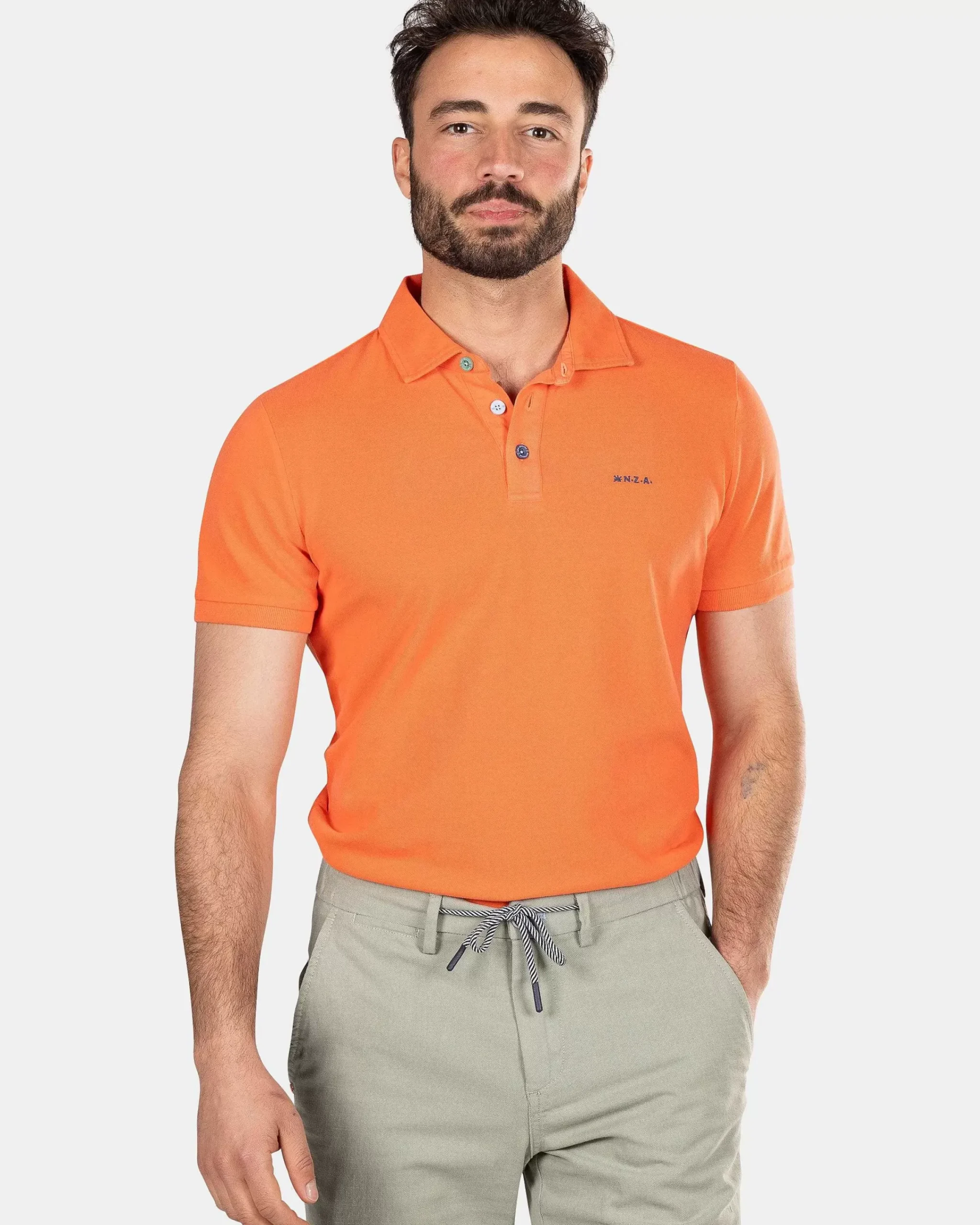 NZA New Zealand Auckland Polo-Shirts|Effen Polo Van Katoen-Golden Orange