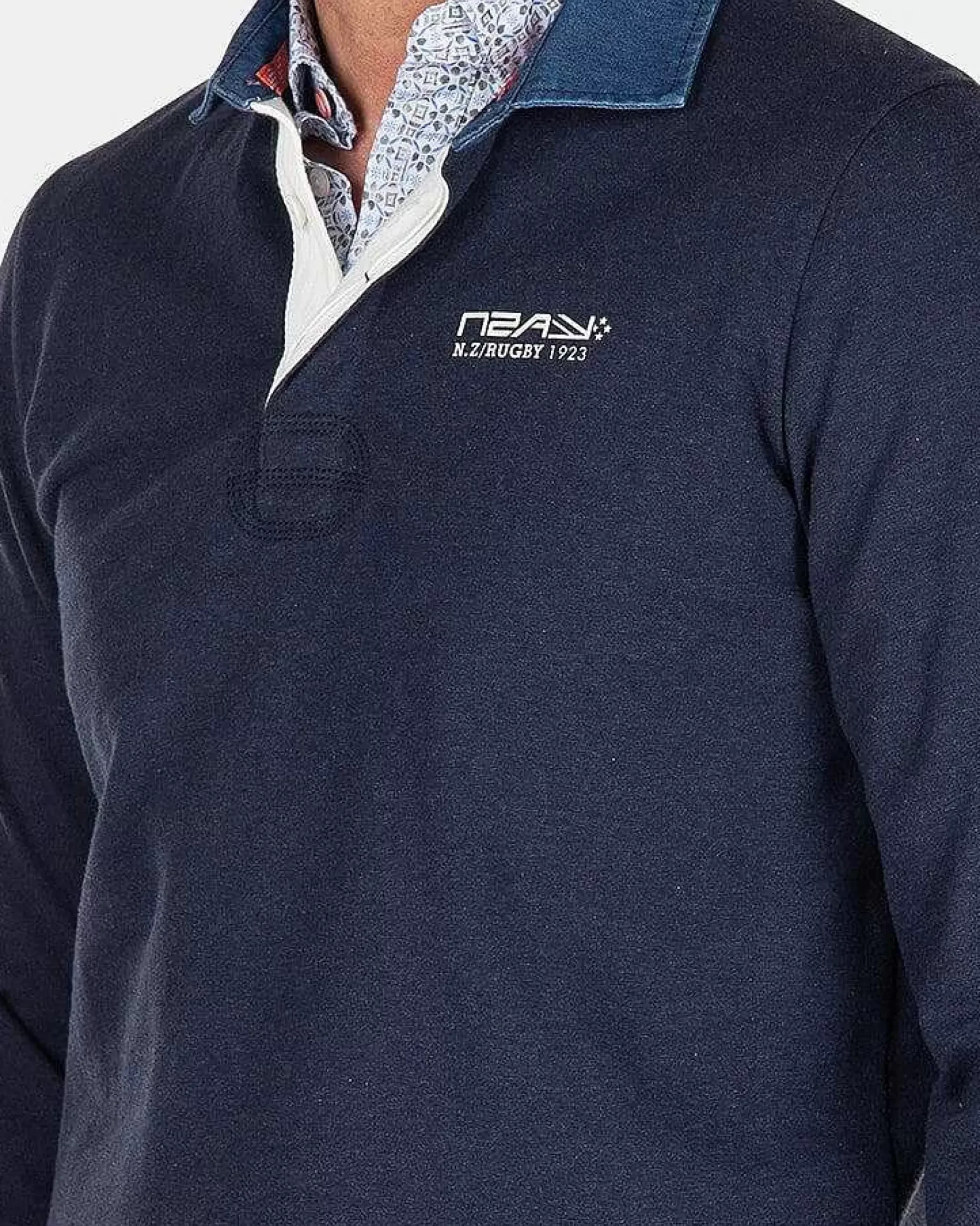 NZA New Zealand Auckland Polo-Shirts|Effen Rugby Shirt-Traditional Navy