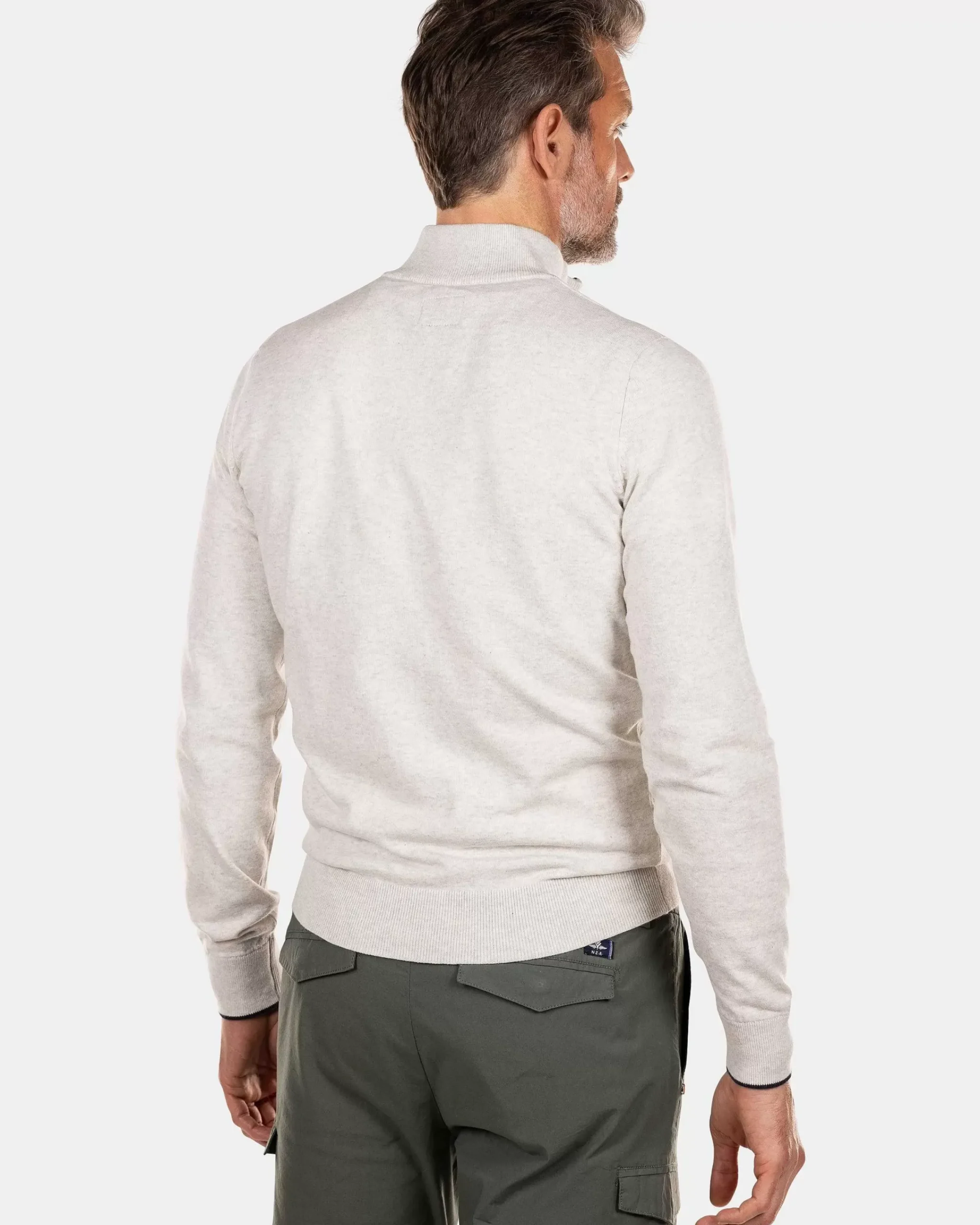 NZA New Zealand Auckland Truien|Effen Sweater Met Rits-Cream Melange