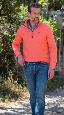 NZA New Zealand Auckland Truien|Fleece Sweater Met Rits-Golden Orange