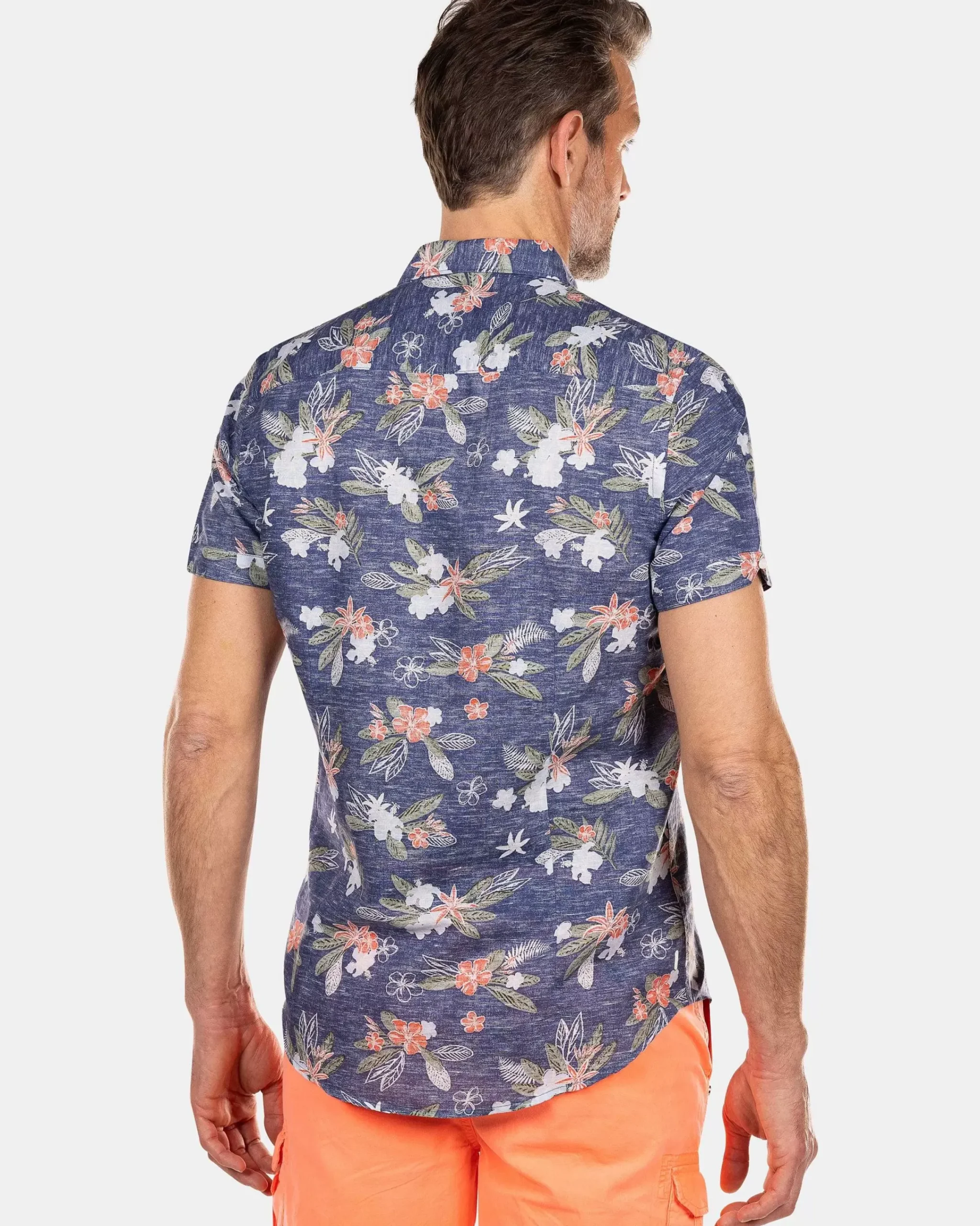 NZA New Zealand Auckland Overhemden|Gebloemd Overhemd Met Korte Mouw-Dusk Navy