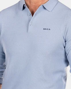 NZA New Zealand Auckland Polo-Shirts|Gebreid Rugby Shirt-Rhythm Blue