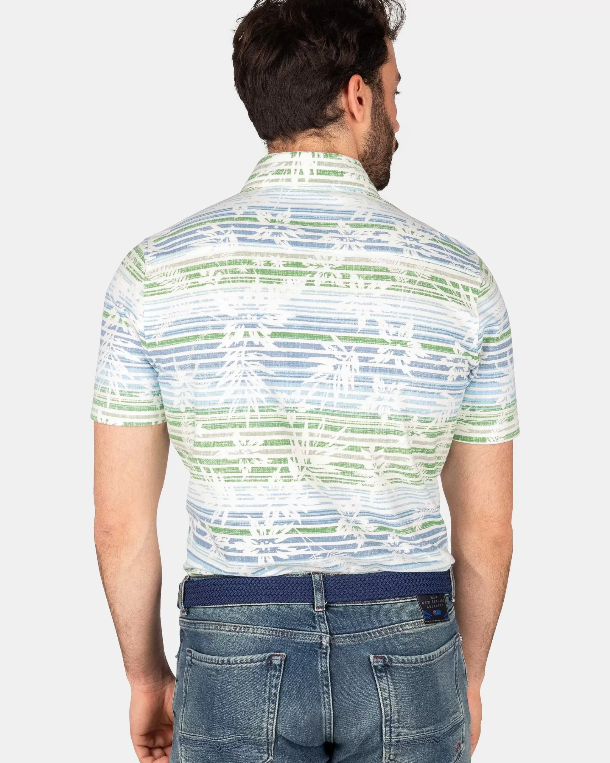 NZA New Zealand Auckland Overhemden|Geprint Overhemd Met Korte Mouw-Rhythm Blue