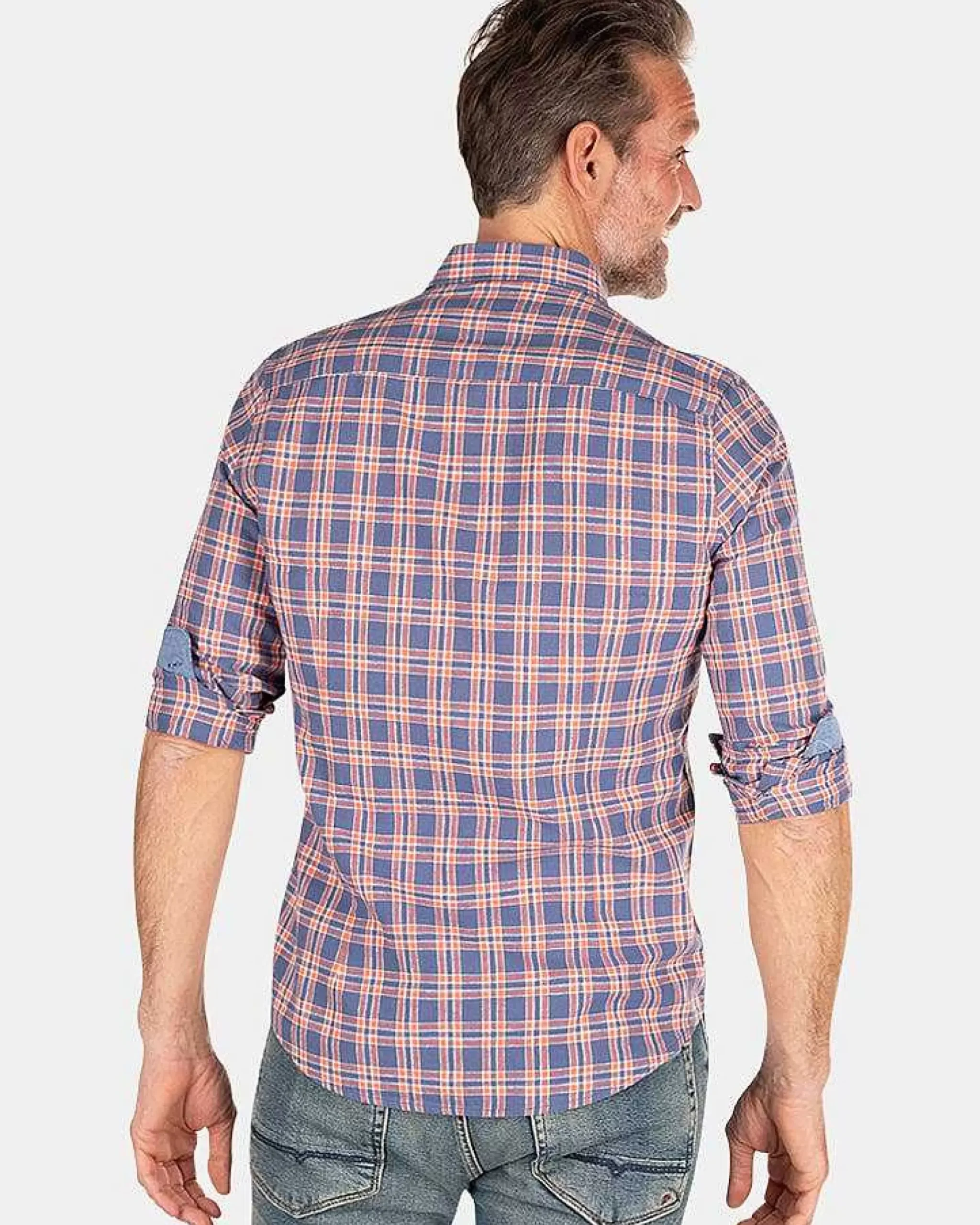 NZA New Zealand Auckland Overhemden|Geruit Blauw En Roze Overhemd-Dusk Navy