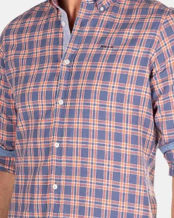 NZA New Zealand Auckland Overhemden|Geruit Blauw En Roze Overhemd-Dusk Navy
