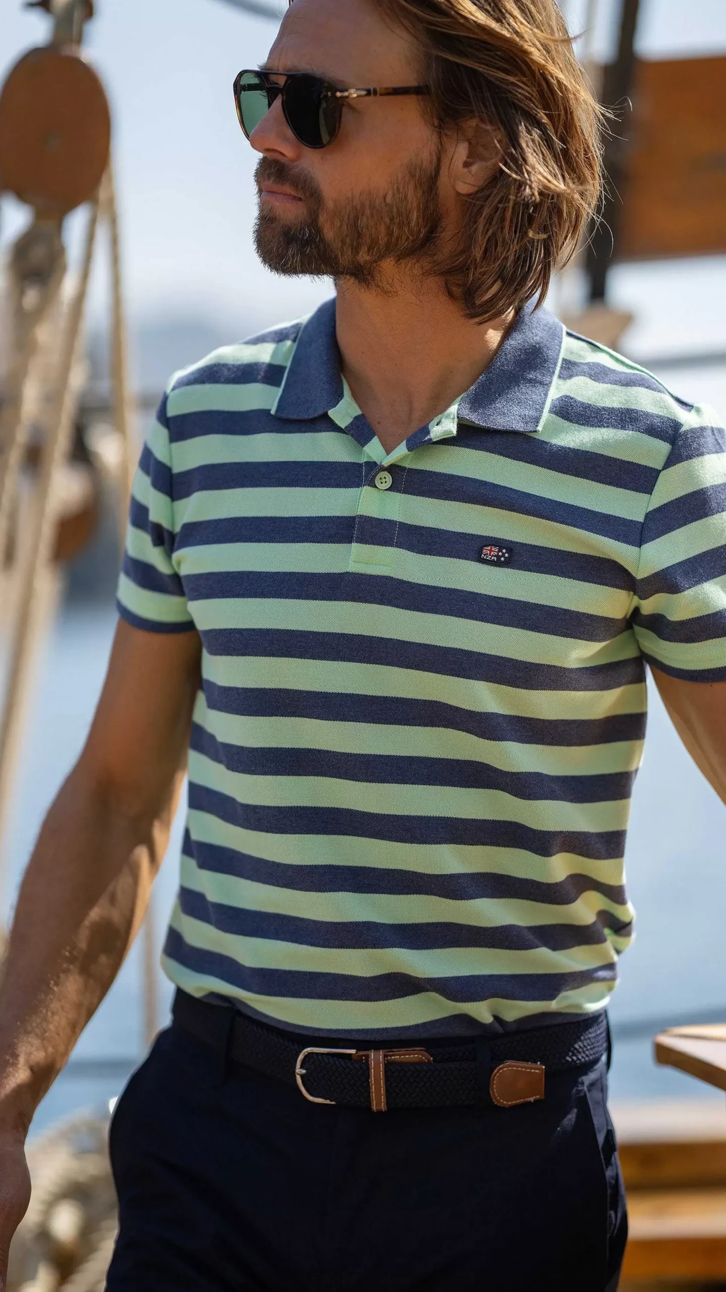 NZA New Zealand Auckland Polo-Shirts|Gestreepte Polo -Dusk Navy