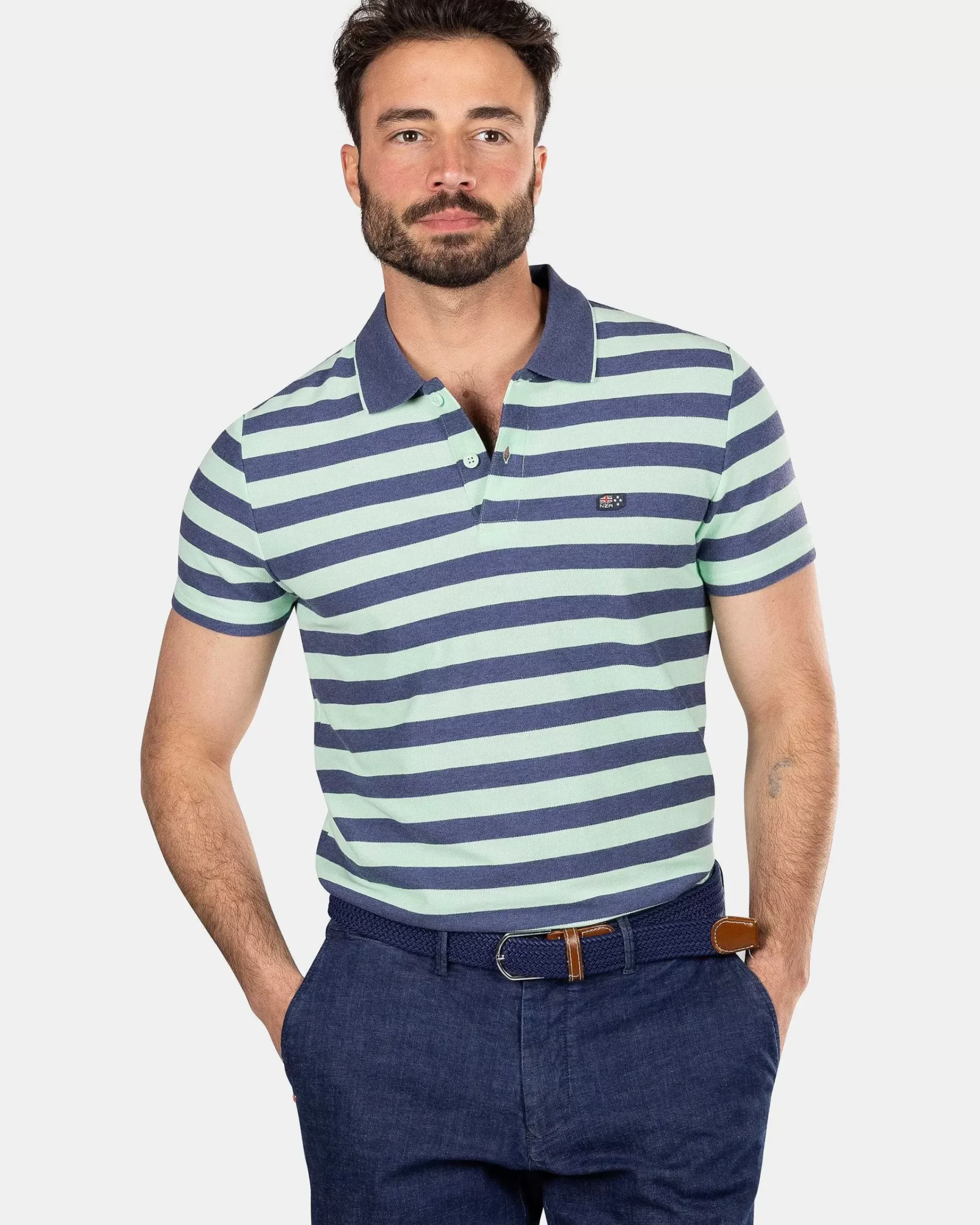 NZA New Zealand Auckland Polo-Shirts|Gestreepte Polo -Dusk Navy