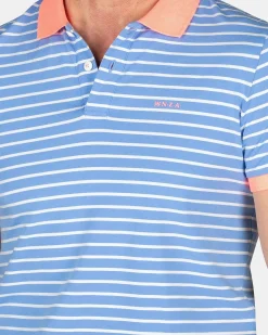 NZA New Zealand Auckland Polo-Shirts|Gestreepte Polo Met Stretch-Bed Blue
