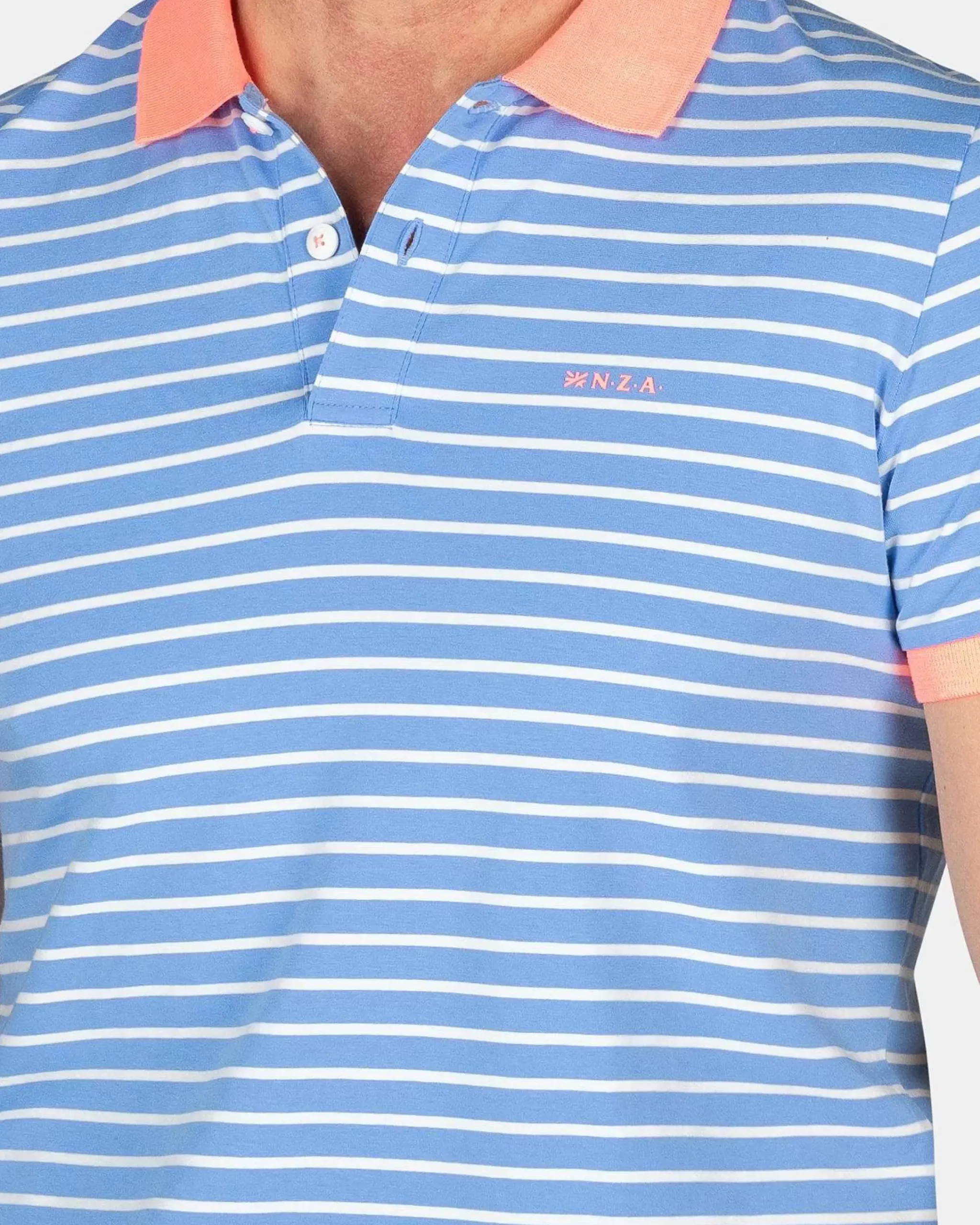NZA New Zealand Auckland Polo-Shirts|Gestreepte Polo Met Stretch-Bed Blue
