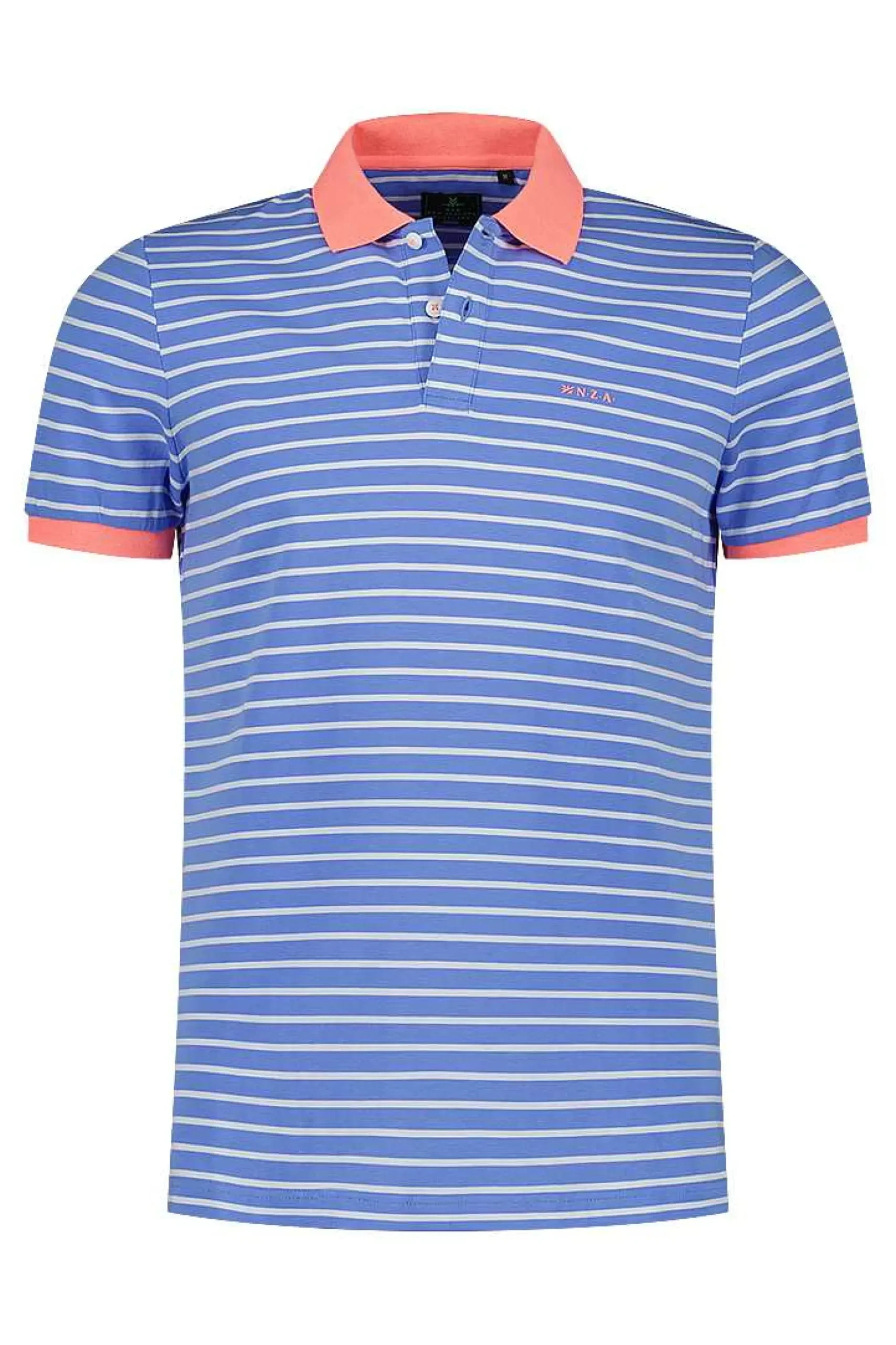 NZA New Zealand Auckland Polo-Shirts|Gestreepte Polo Met Stretch-Bed Blue